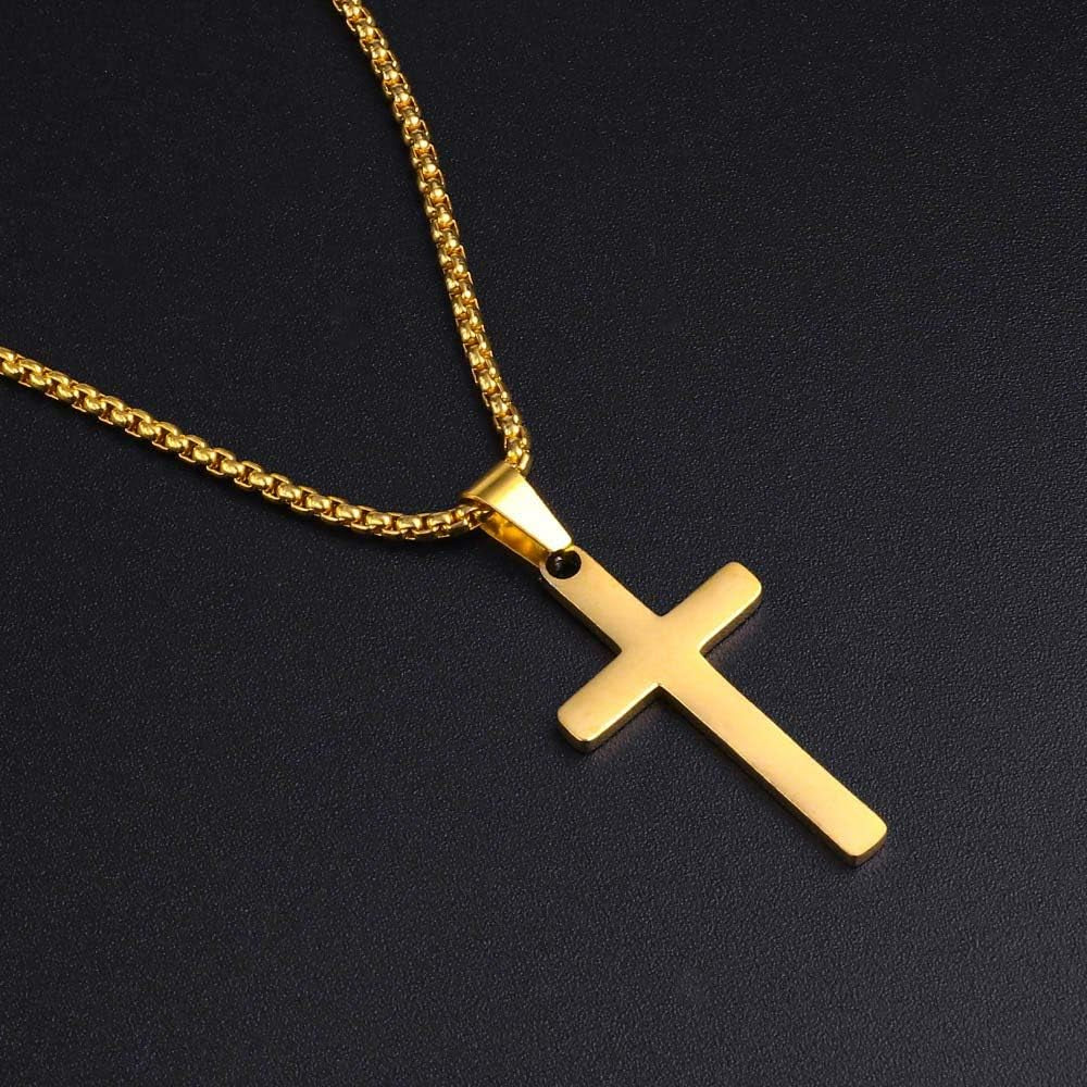 Gold Cross Pendant for Men Gold, Mens Cross Necklace Simple Cross Pendant Necklace Men&
