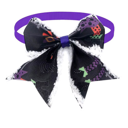 Halloween Dog Pets Accessories Bow Tie with Fur Edge Collar Pets Supplies Dog Grooming Product Dog Bow Tie Necktie