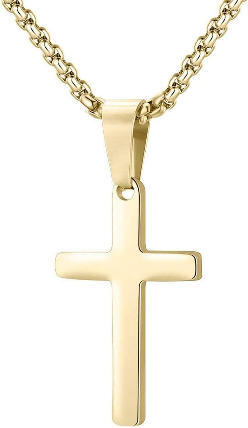 Gold Cross Pendant for Men Gold, Mens Cross Necklace Simple Cross Pendant Necklace Men&