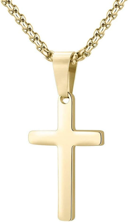 Gold Cross Pendant for Men Gold, Mens Cross Necklace Simple Cross Pendant Necklace Men&