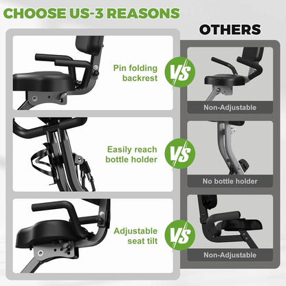 Folding Exercise Bike,5 in 1 Stationary Magnetic Cycling Bicycle Upright Indoor Cycling Bike for Home Workout,Office Exercise Equipment with 330LB Capacity