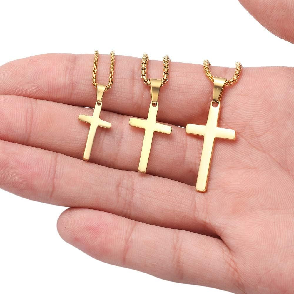 Gold Cross Pendant for Men Gold, Mens Cross Necklace Simple Cross Pendant Necklace Men&