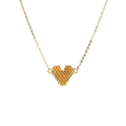 Woman Sweet Heart Necklace Stainless Steel Chain Choker Friendship Gift Handmade Miyuki Necklace Cute Collares Necklace