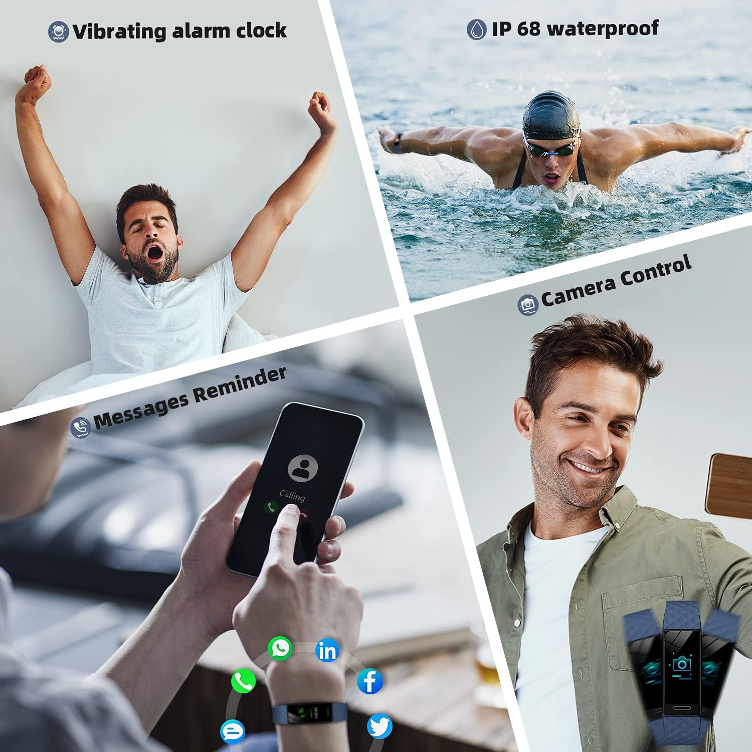 Fitness Tracker, Fitness Watch Activity Tracker with Pedometers, Heart Rate &amp; Sleep Monitor, Stopwatch, Step Calorie Counter, Blood Oxygen, IP68 Waterproof Tracker Watch for Man and Women(Blue)