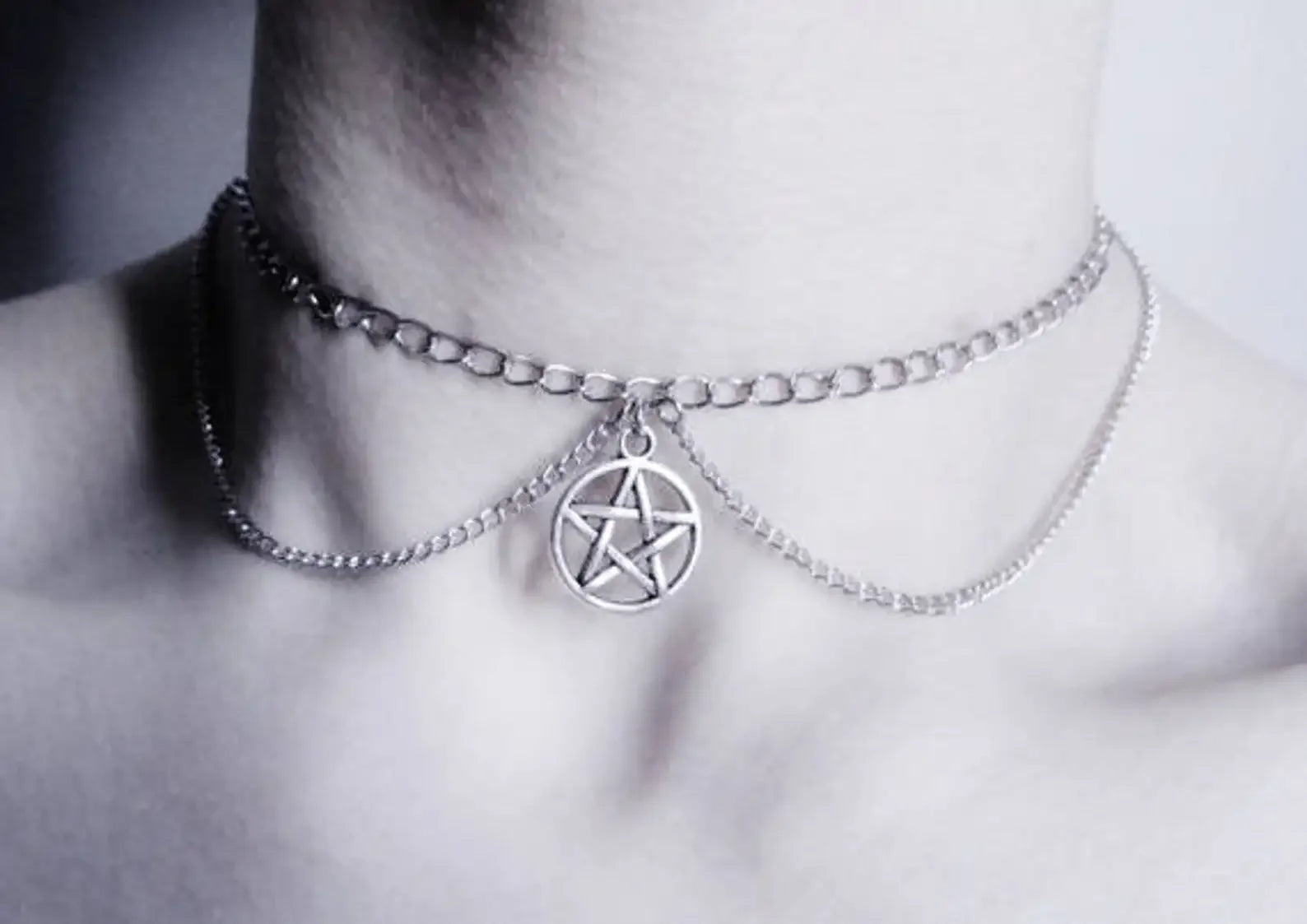 Triple Moon Necklace Wiccan Jewelry Triple Goddess Pentacle Necklace Pentagram Necklace Pagan Necklace