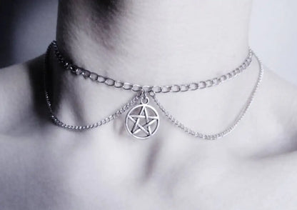 Triple Moon Necklace Wiccan Jewelry Triple Goddess Pentacle Necklace Pentagram Necklace Pagan Necklace