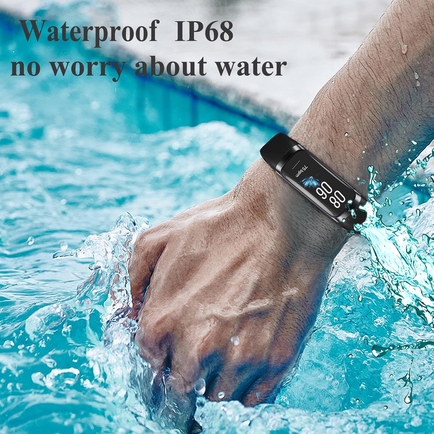 Keep Health Fitness Trackers for Women Men, Amoled Fitness Tracker for Android&amp;Ios, Alarm Stopwatch Fitness Tracker with Blood Pressure Monitor, Calories Burned IP68 Waterproof Fitness Step Tracker