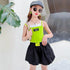 Teenage Girls Fashion Clothing Sets Summer Fake Two Pieces Vest+Shorts 2PCS Children&
