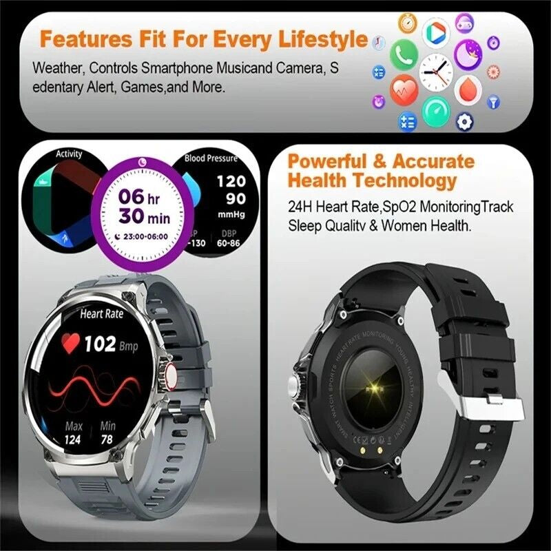 1.85&quot; Ultra HD Smartwatch GPS Bluetooth Call Health Monitoring Watch Gym Gift