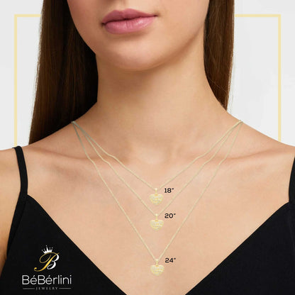 Heart CZ Charm 14K Gold Filled Cuban Chain Pendant Necklace Jewelry Women 20&quot;