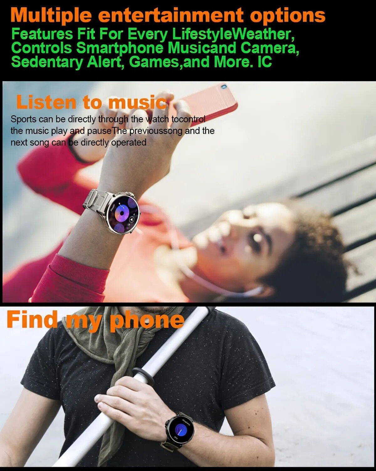 1.85&quot; Ultra HD Smartwatch GPS Bluetooth Call Health Monitoring Watch Gym Gift