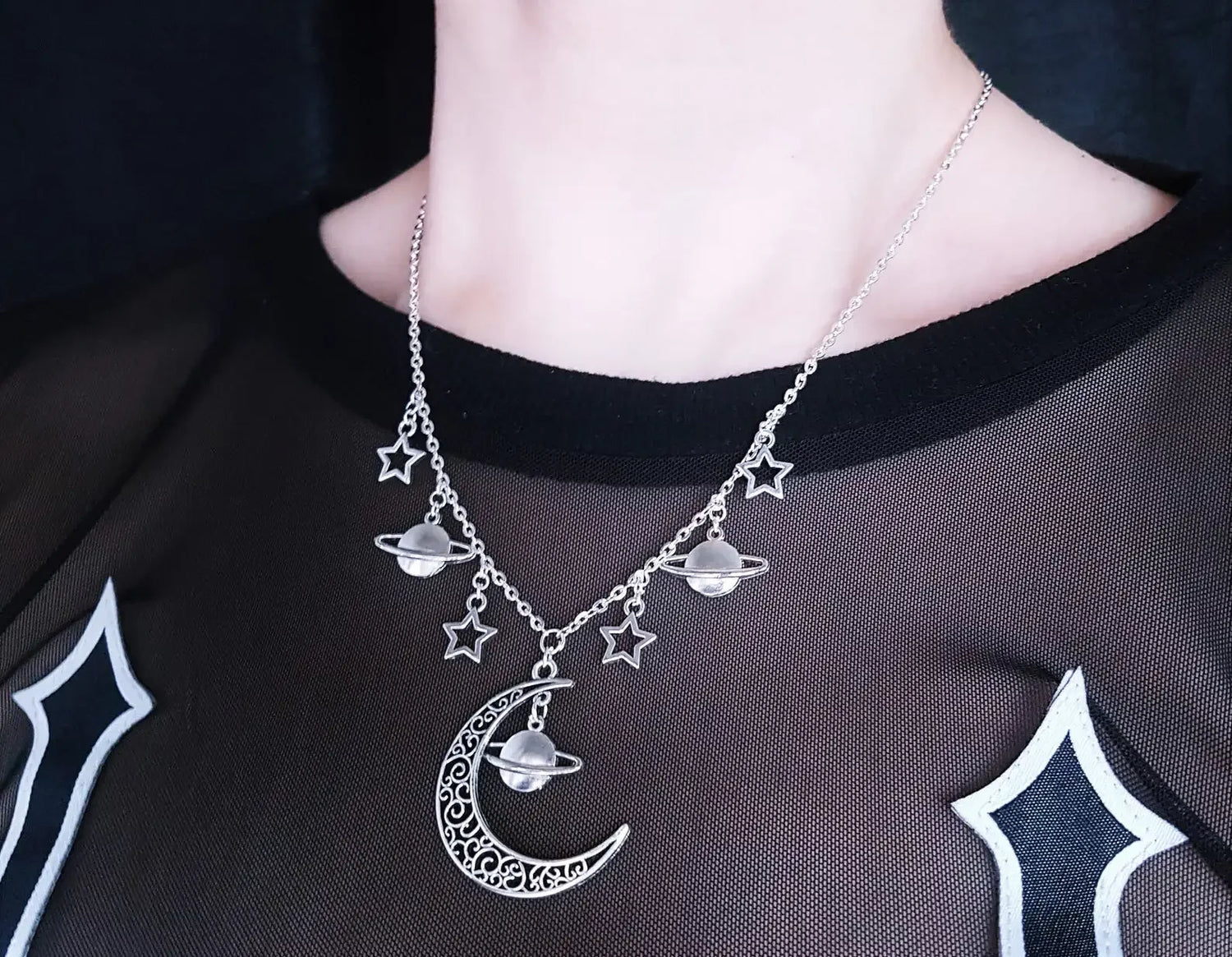 Triple Moon Necklace Wiccan Jewelry Triple Goddess Pentacle Necklace Pentagram Necklace Pagan Necklace