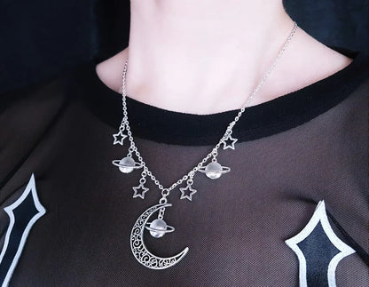 Triple Moon Necklace Wiccan Jewelry Triple Goddess Pentacle Necklace Pentagram Necklace Pagan Necklace