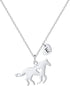 Horse Necklace for Girls - Dainty Pendant Heart 26 Initial Jewelry for Women, Kids, Horse Lovers