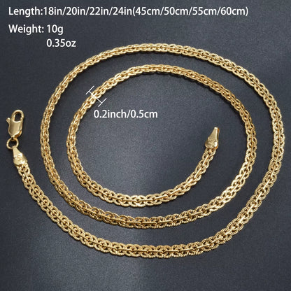 18K Gold Plated Link Chain Necklace for Women Man Cross 5Mm Width Gold Color Choker Classic Trendy Daily Wear Wedding Party Gift