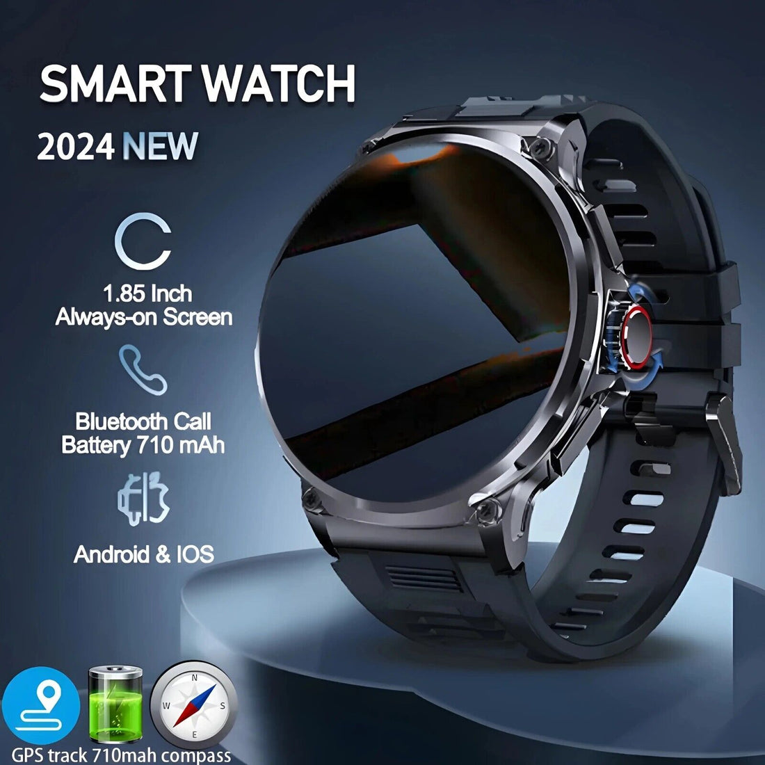 1.85&quot; Ultra HD Smartwatch GPS Bluetooth Call Health Monitoring Watch Gym Gift