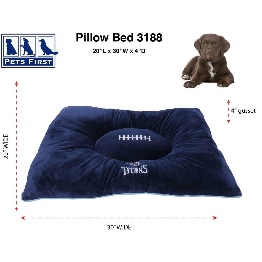 NFL Tennessee Titans Pillow Bed Mattress - Premium Quality Soft &amp; Cozy Plush! 20+ Teams! for PETS