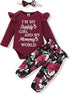 Baby Girl Clothes Toddler Girl Floral Ruffle Sleeve Shirt Pant Sets 3 Pieces Fall Winter Clothing for Girl Gifts 0-4T