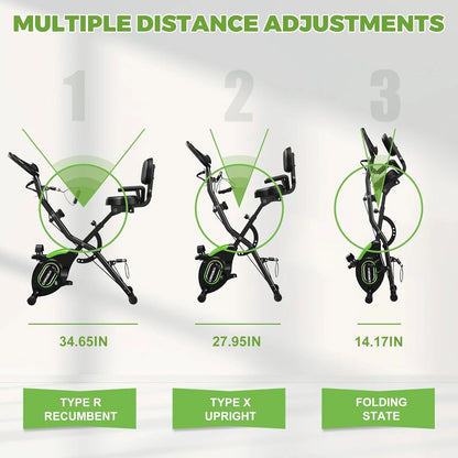 Folding Exercise Bike,5 in 1 Stationary Magnetic Cycling Bicycle Upright Indoor Cycling Bike for Home Workout,Office Exercise Equipment with 330LB Capacity