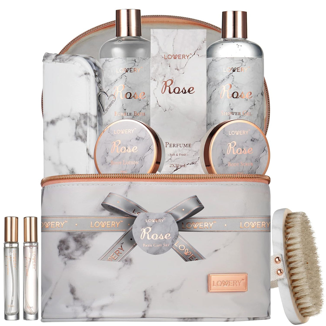Birthday Gifts for Mom, Daughter Self Care Gifts for Women, Luxe 16Pc Rose Bath and Body Home Spa Set, Relaxation Bath Gift Basket for Birthday Pampering with Perfumes, Acne Kit, Lotions &amp; More