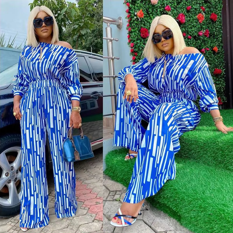 Plus Size Women Clothing Two Piece Set Long Sleeve Striped Tops and Pants Sets Loose Casual Sweat Suits Wholesale Dropshipping