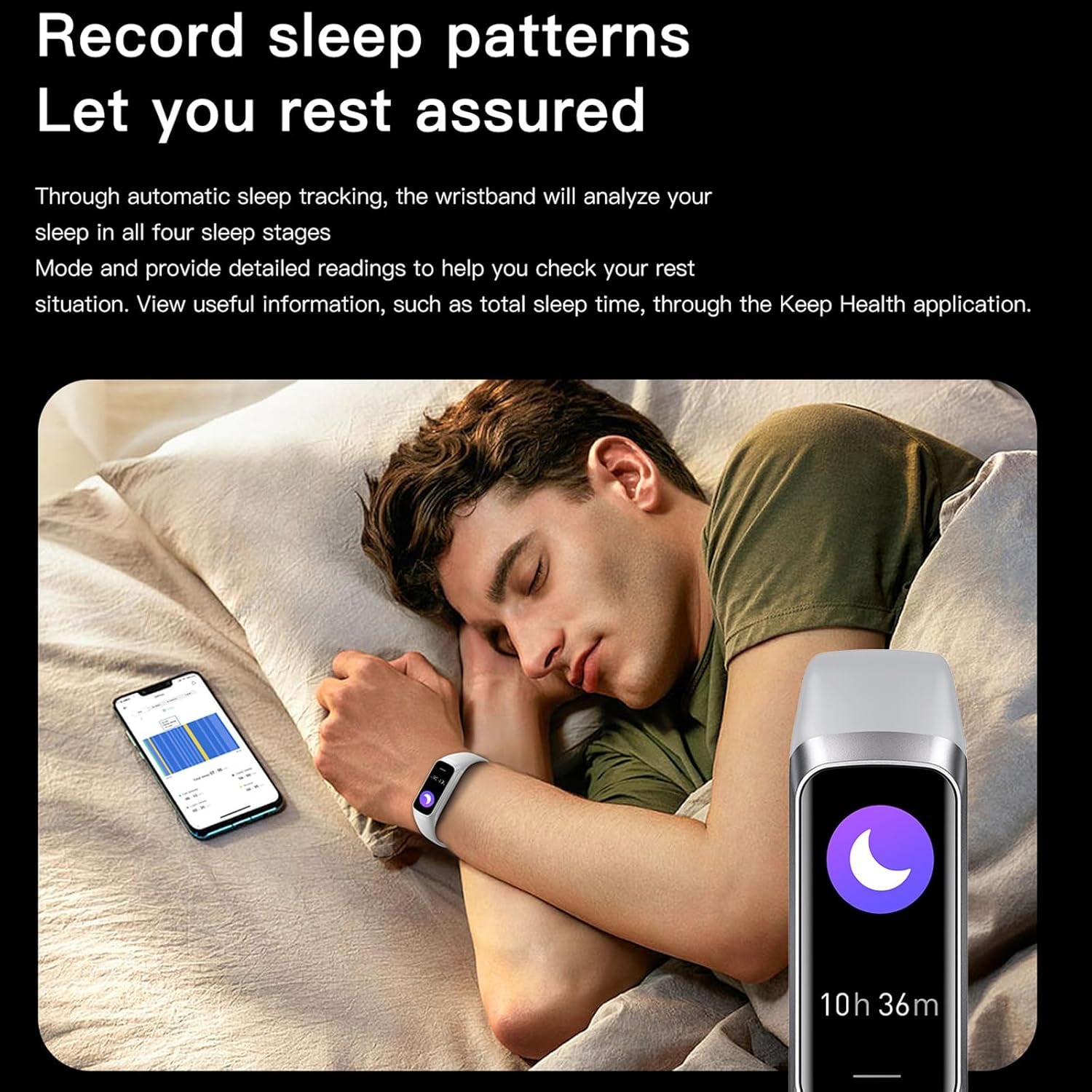 Keep Health Fitness Trackers for Women Men, Amoled Fitness Tracker for Android&amp;Ios, Alarm Stopwatch Fitness Tracker with Blood Pressure Monitor, Calories Burned IP68 Waterproof Fitness Step Tracker