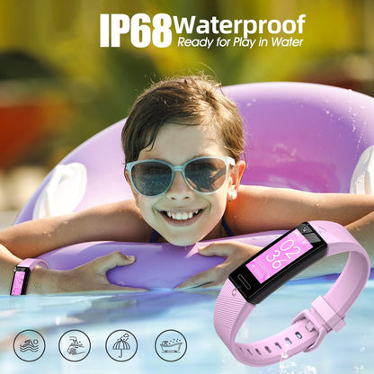 Fitness Tracker Watch for Kids, IP68 Waterproof Activity Tracker, Heart Rate Sleep Monitor, 11 Sport Modes Calorie Step Counter with Alarm Clock and Reminder, Great Gift for Boys Girls Teens (Pink)
